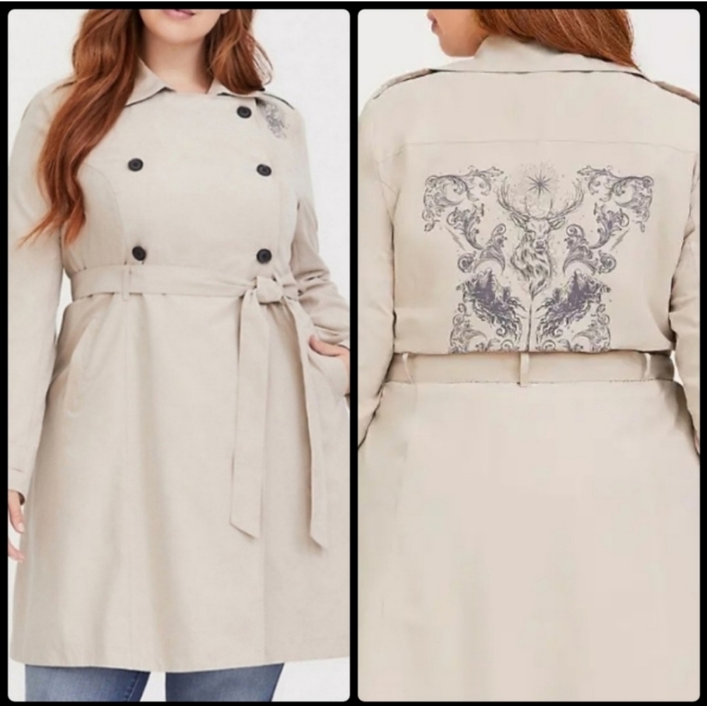 Torrid Harry Potter Patroneus Trench Coat Sz 3x Tan